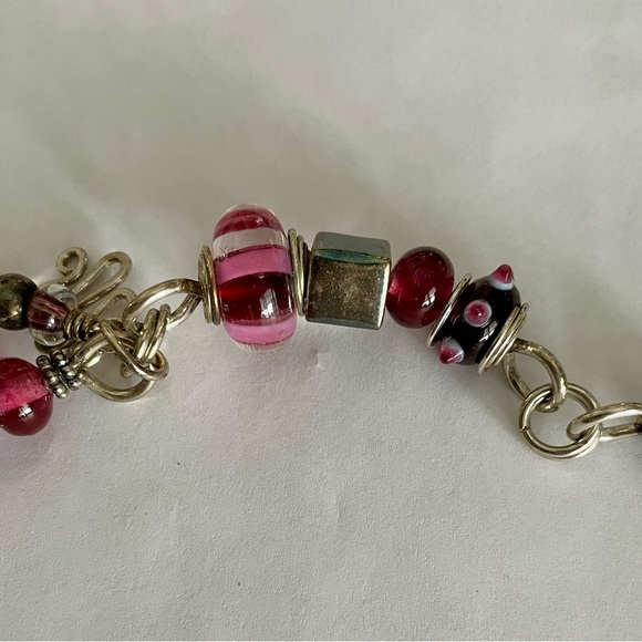 Unique Handmade Silver and Lampwork Glass Beads Bracelet - Picture 8 of 10
